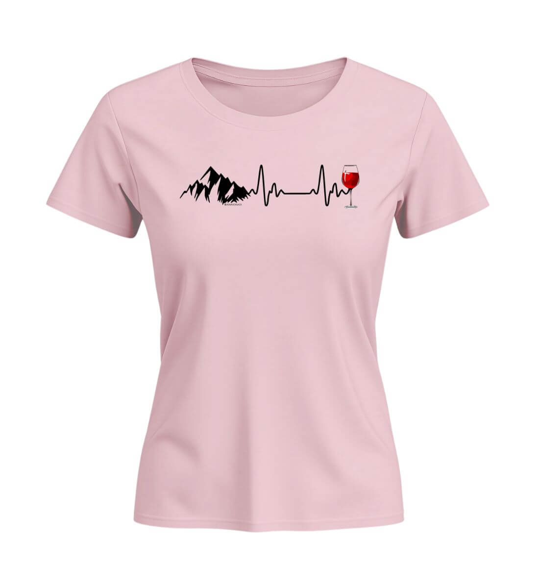 Wein Berg Herzschlag | Damen Premium Organic T-Shirt (Fitted) in Cotton Pink von Rad&Rucksack