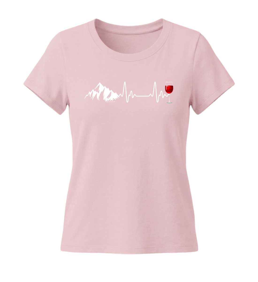 Wein Berg Herzschlag | Damen Premium Organic T-Shirt (Fitted) in Cotton Pink von Rad&Rucksack