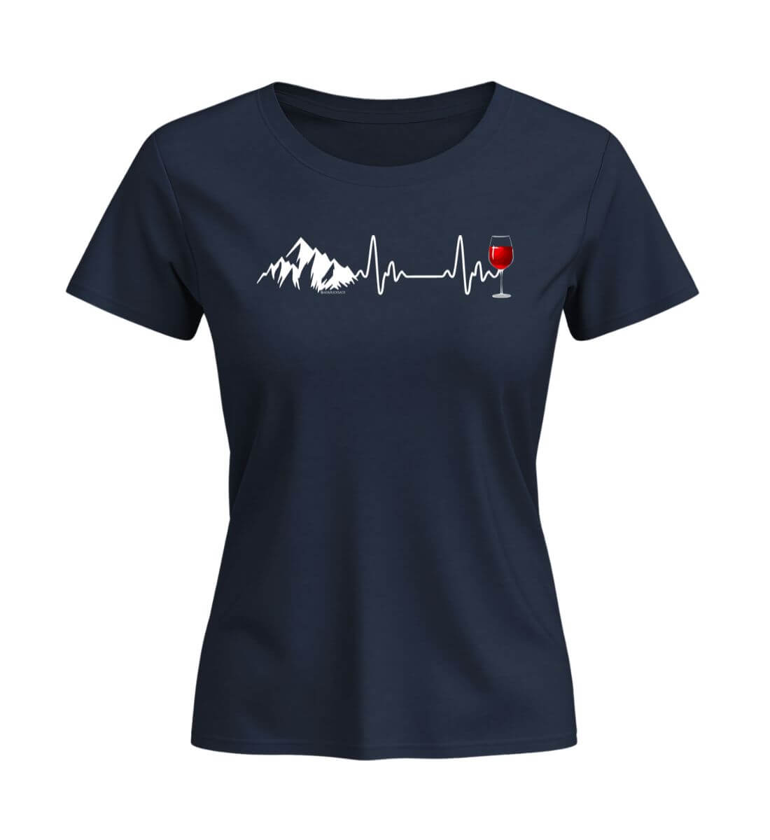 Wein Berg Herzschlag | Damen Premium Organic T-Shirt (Fitted) in French Navy von Rad&Rucksack