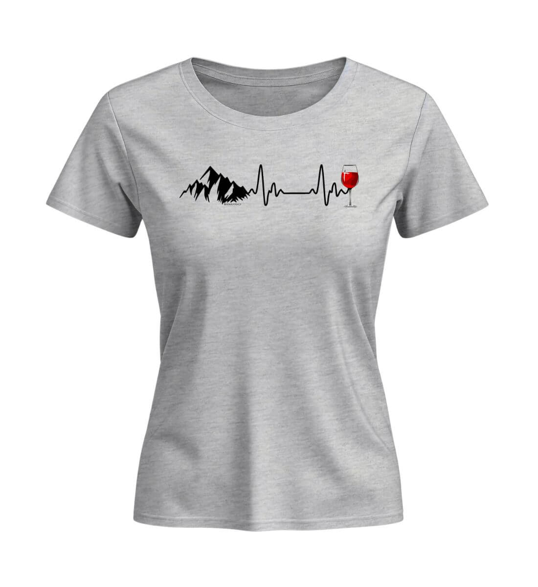 Wein Berg Herzschlag | Damen Premium Organic T-Shirt (Fitted) in Heather Grey von Rad&Rucksack