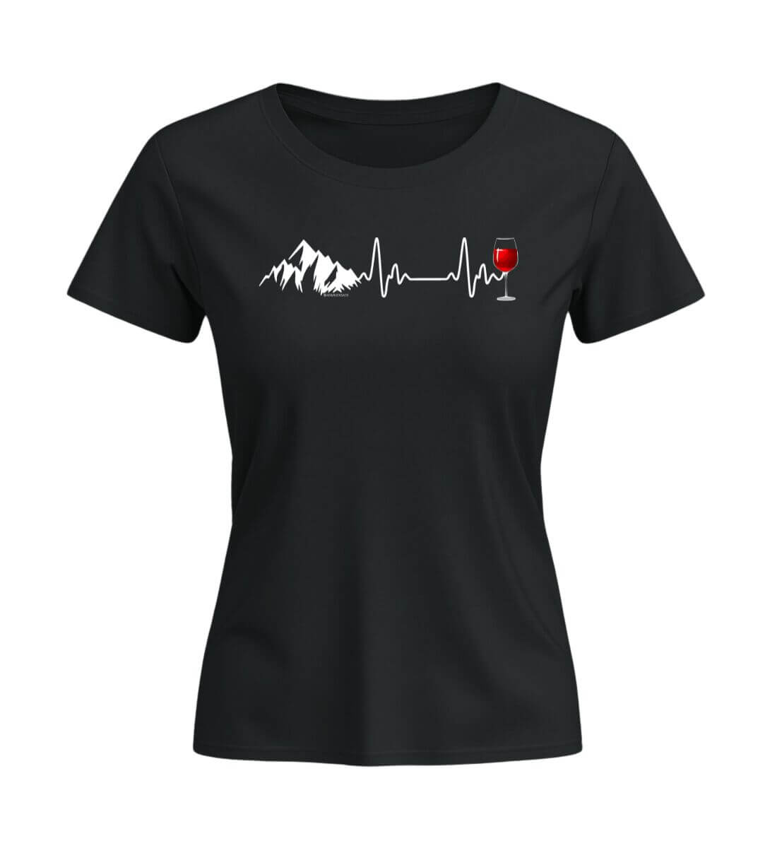 Wein Berg Herzschlag | Damen Premium Organic T-Shirt (Fitted) in Schwarz von Rad&Rucksack