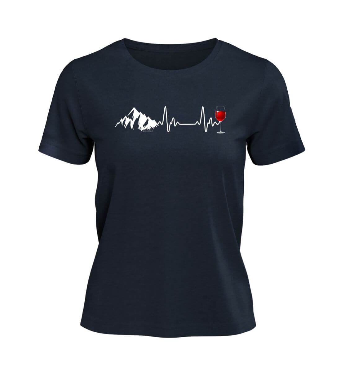 Wein Berg Herzschlag | Damen Premium Organic T-Shirt in French Navy von Rad&Rucksack