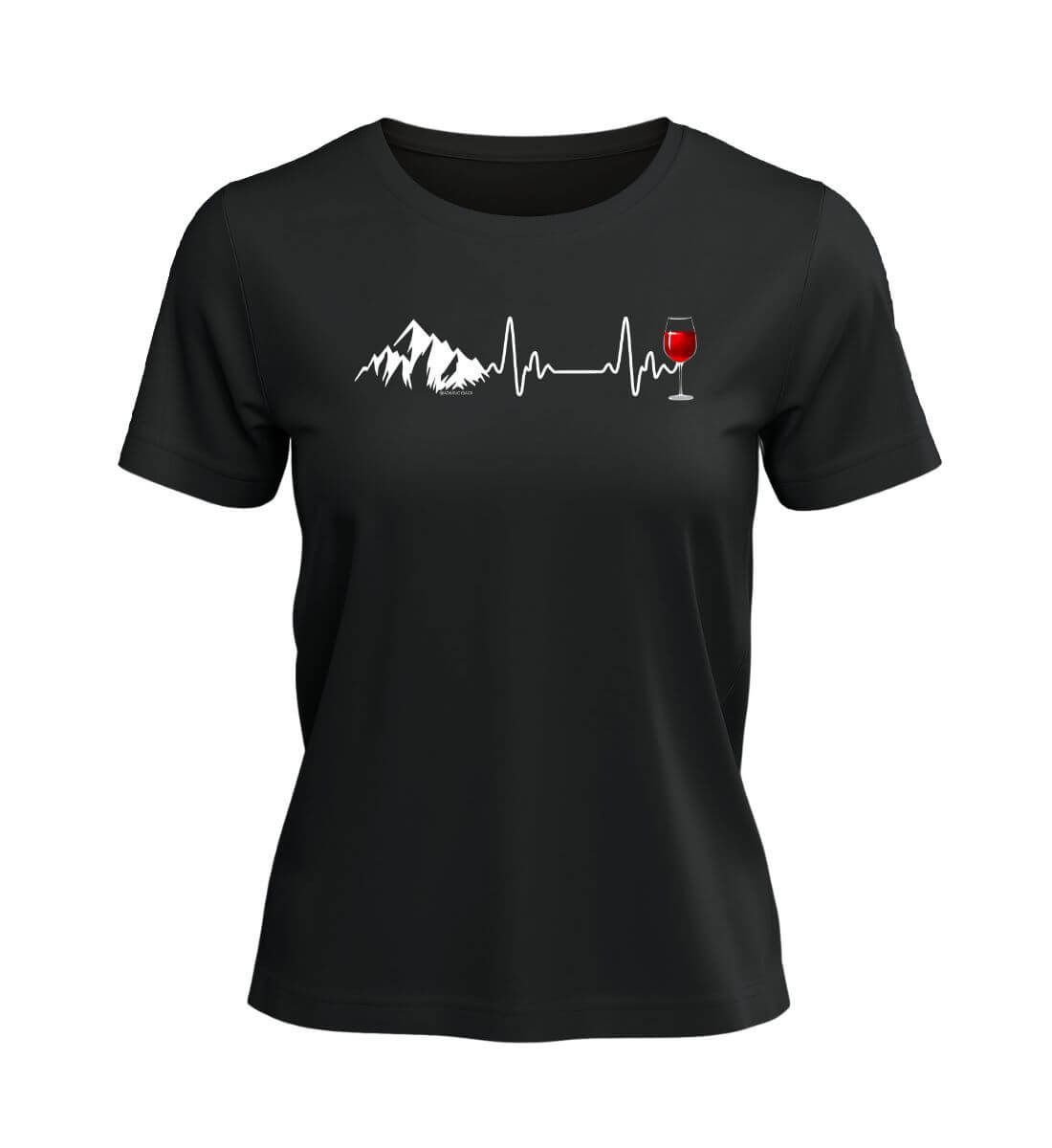 Wein Berg Herzschlag | Damen Premium Organic T-Shirt in Schwarz von Rad&Rucksack