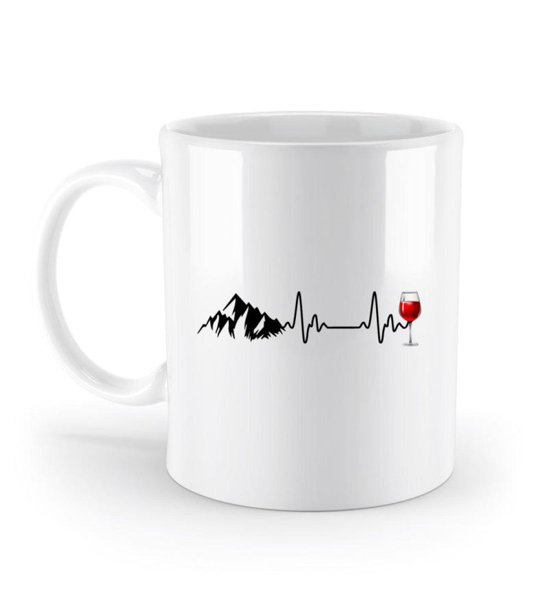 Wein Berg Herzschlag Kaffeetasse in Weiß – Produktbild (Keramik, 330 ml) von Rad&Rucksack
