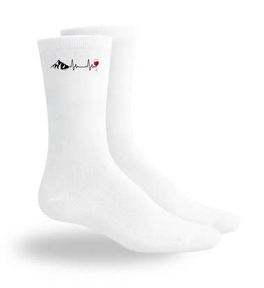 Wein Berg Herzschlag Sportsocken in Weiß (White) – Motiv- & Print-Ansicht (atmungsaktives Mesh-Fußbett) von Rad&Rucksack