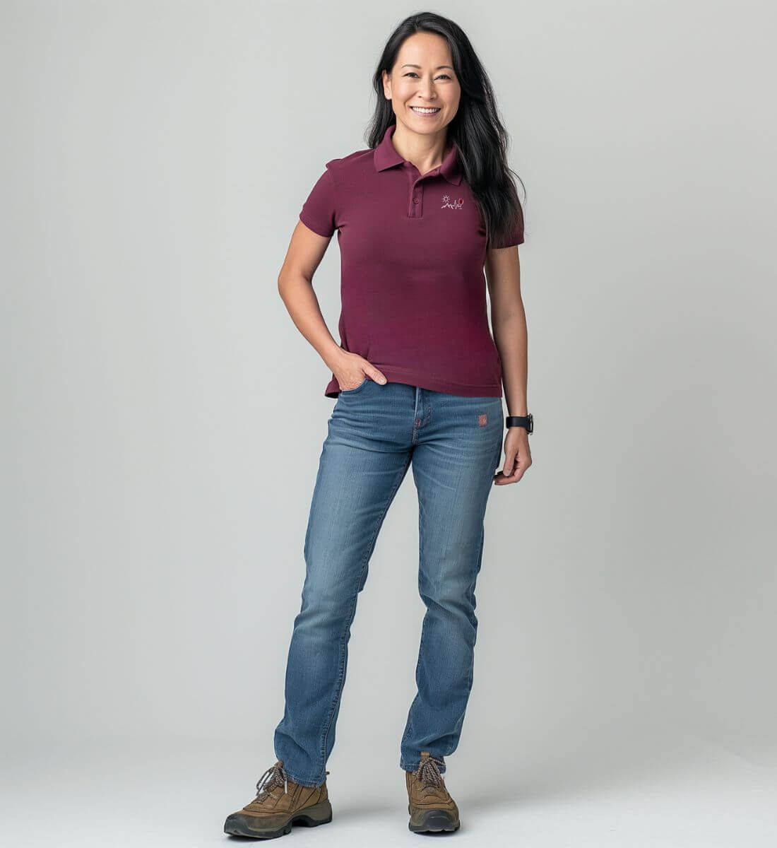 Wein Berg Herzschlag Stick | Damen Premium Organic Poloshirt von Rad&Rucksack - weitere Modelansicht 2