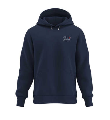 Outdoor Hoodie Wein Berg Herzschlag in Dunkelblau (French Navy) – Produktbild (350 g/m² Bio-Baumwolle) von Rad&Rucksack