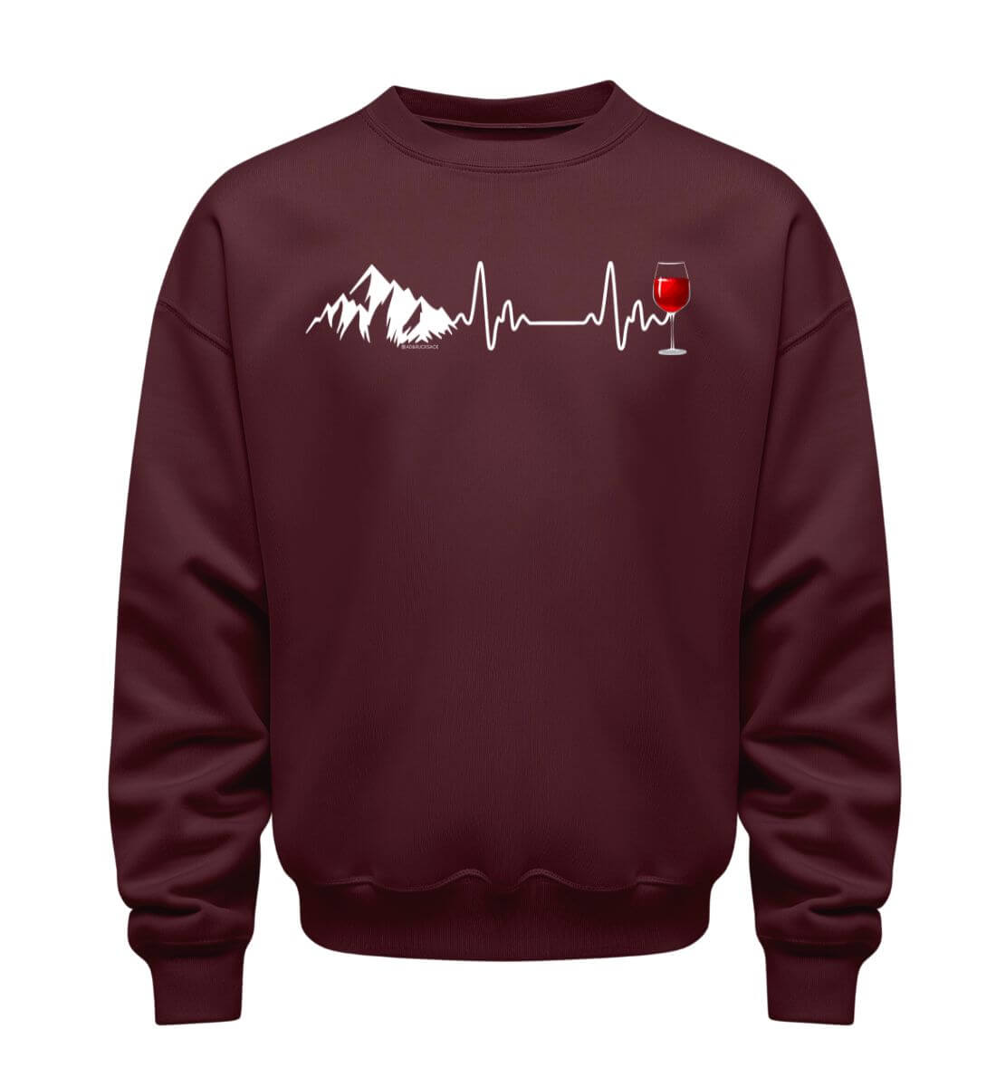Wein Berg Herzschlag | Unisex Organic Pullover in Burgundy von Rad&Rucksack