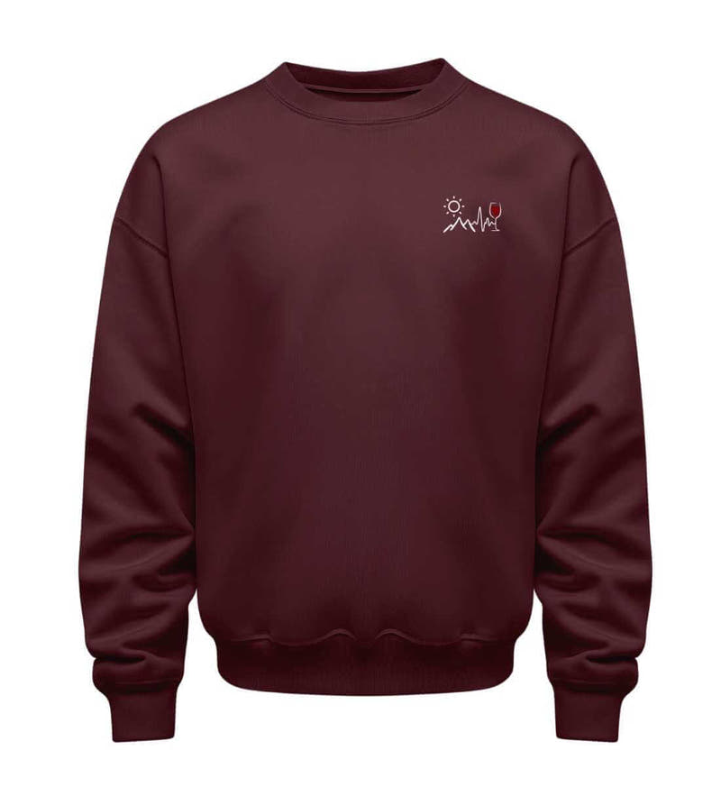 Wein Berg Herzschlag | Unisex Organic Pullover in Burgundy von Rad&Rucksack