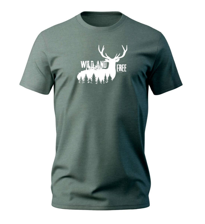 Wild und Wald T-Shirt Herren „Wild And Free“ in Meeresgrün (Green Bay) – Produktbild (100% Bio-Baumwolle) von Rad&Rucksack
