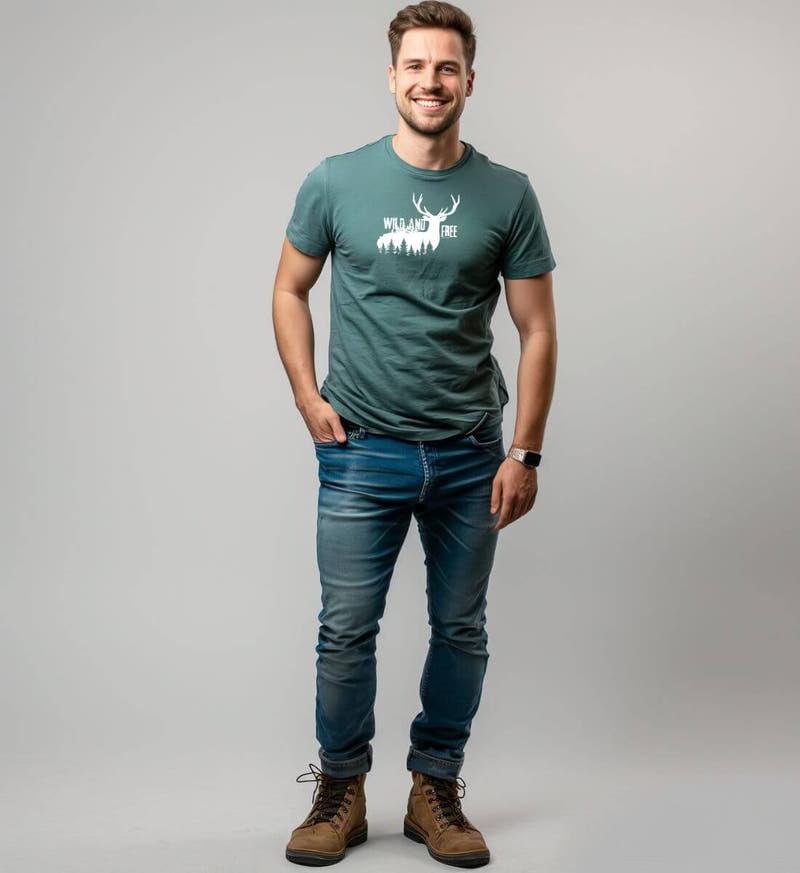 Wild and Free | Herren Premium Organic T-Shirt von Rad&Rucksack - am Model präsentiert