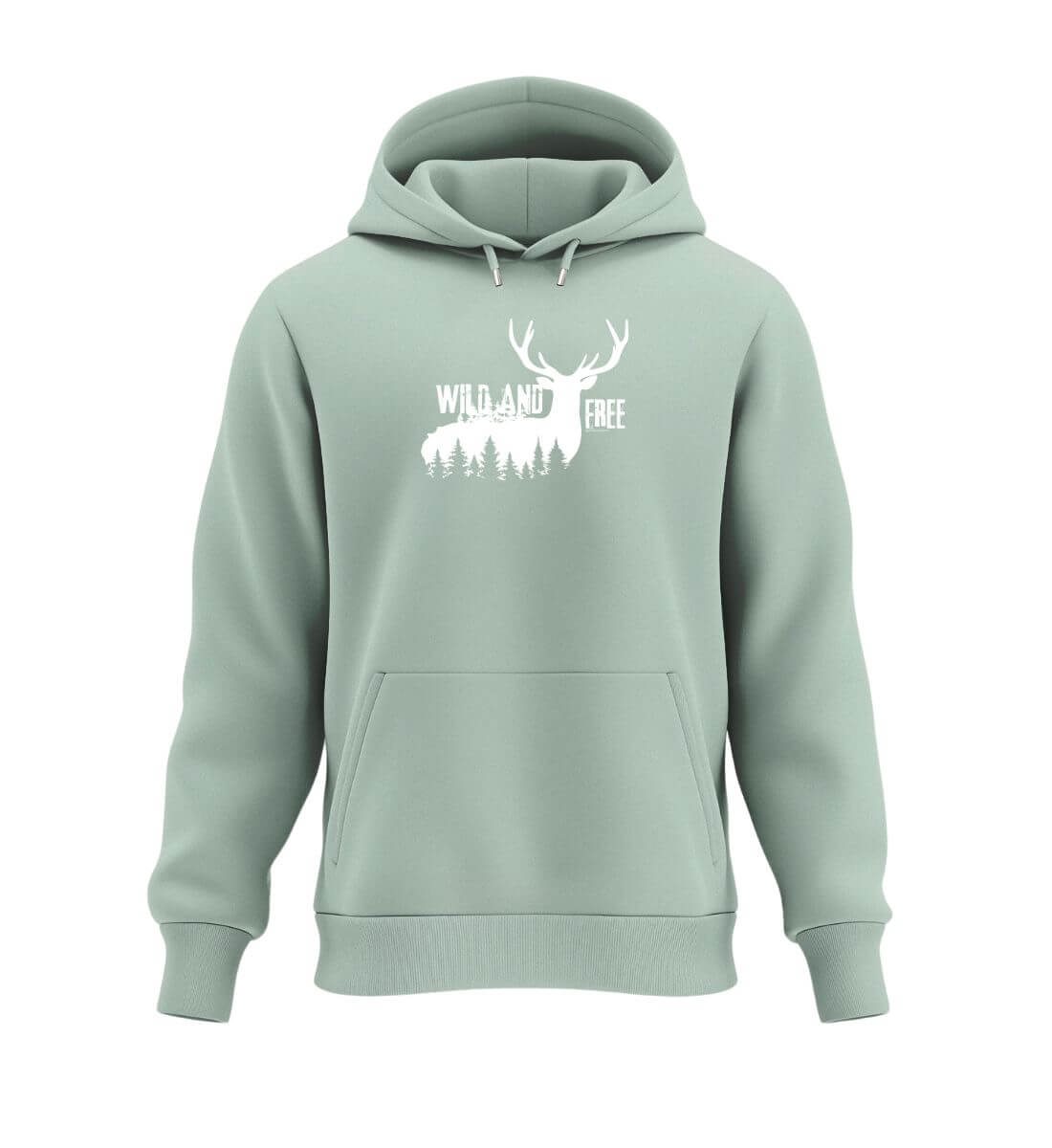 Wild And Free Kapuzenpullover in Salbeigrün (Aloe) – Produktbild (350 g/m² Bio-Baumwolle) von Rad&Rucksack
