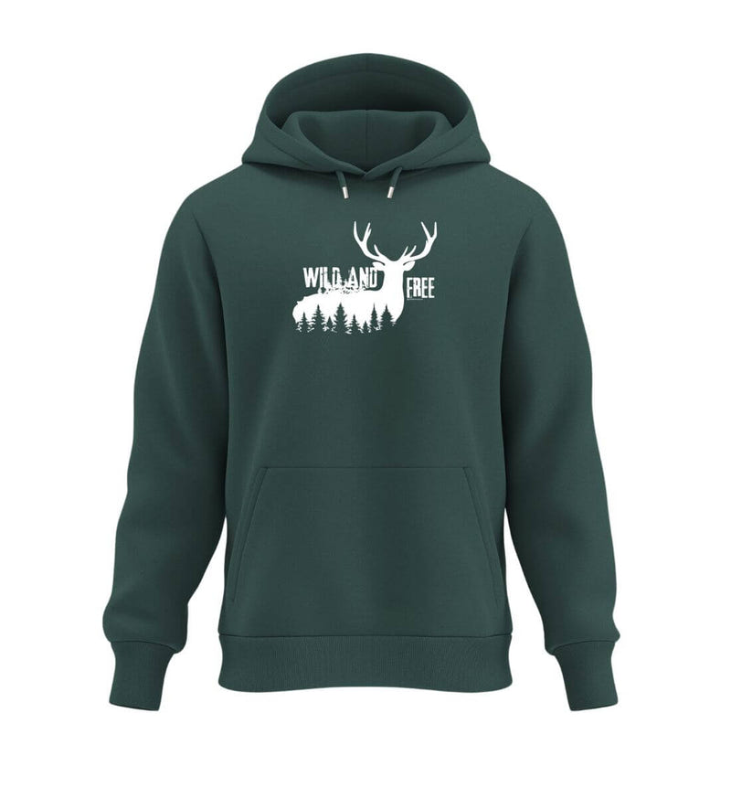 Wild And Free Hoodie in Tannengrün (Glazed Green) – Produktbild (350 g/m² Bio-Baumwolle) von Rad&Rucksack