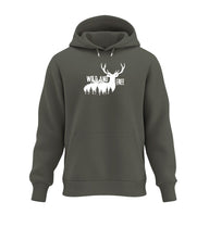 Warmer Hüttentour Hoodie Wild And Free in Olivgrün (Khaki) – Produktbild (350 g/m² Bio-Baumwolle) von Rad&Rucksack