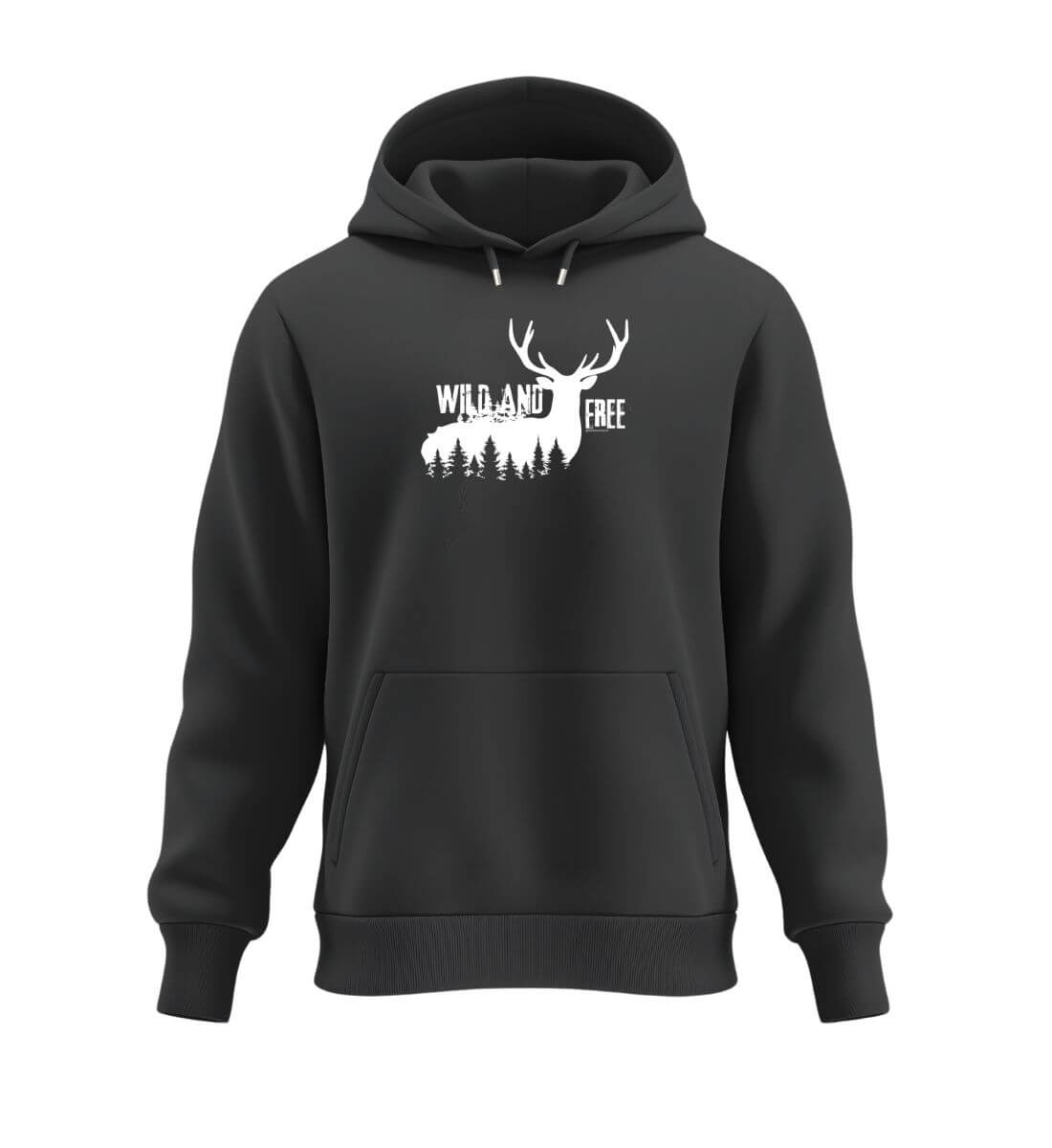 Wild And Free Hoodie Schwarz – Produktbild (350 g/m² Bio-Baumwolle) von Rad&Rucksack