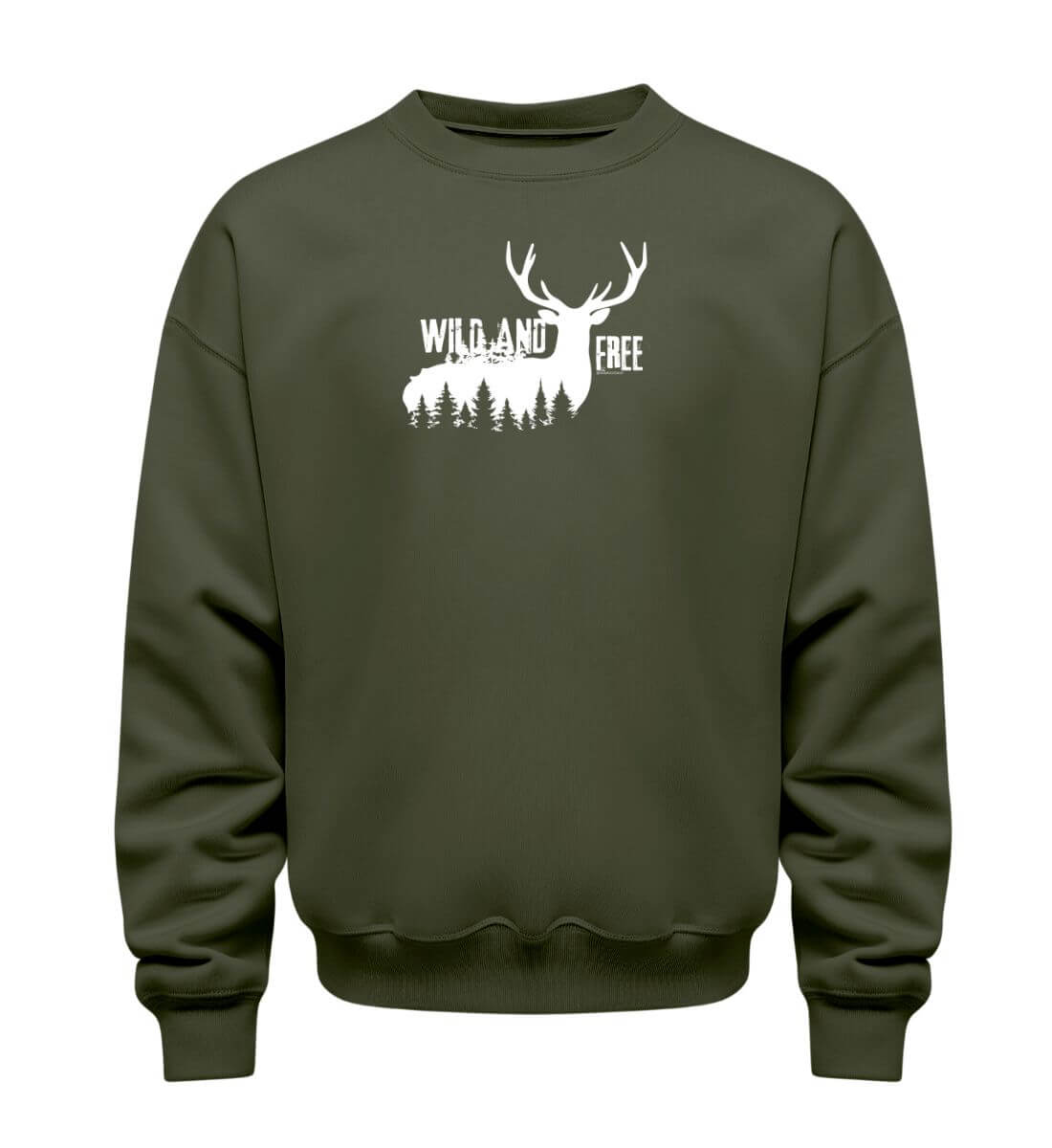 Wild and Free | Unisex Organic Pullover in Khaki von Rad&Rucksack