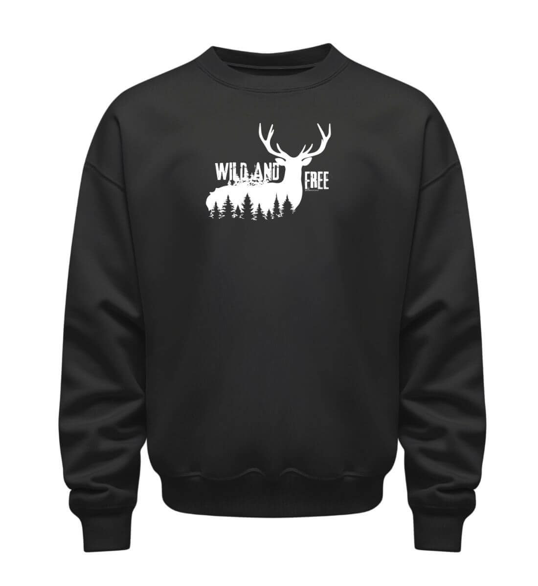 Bio Sweatshirt 350g Wild And Free in Schwarz – Produktbild (350 g/m² Bio-Baumwolle) von Rad&Rucksack