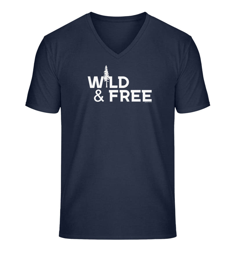 Wild & Free | Herren V-Neck Premium Organic T-Shirt in French Navy von Rad&Rucksack