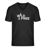 Wild & Free Bio V-Neck T-Shirt Herren in Schwarz – Produktbild (100% Bio-Baumwolle) von Rad&Rucksack