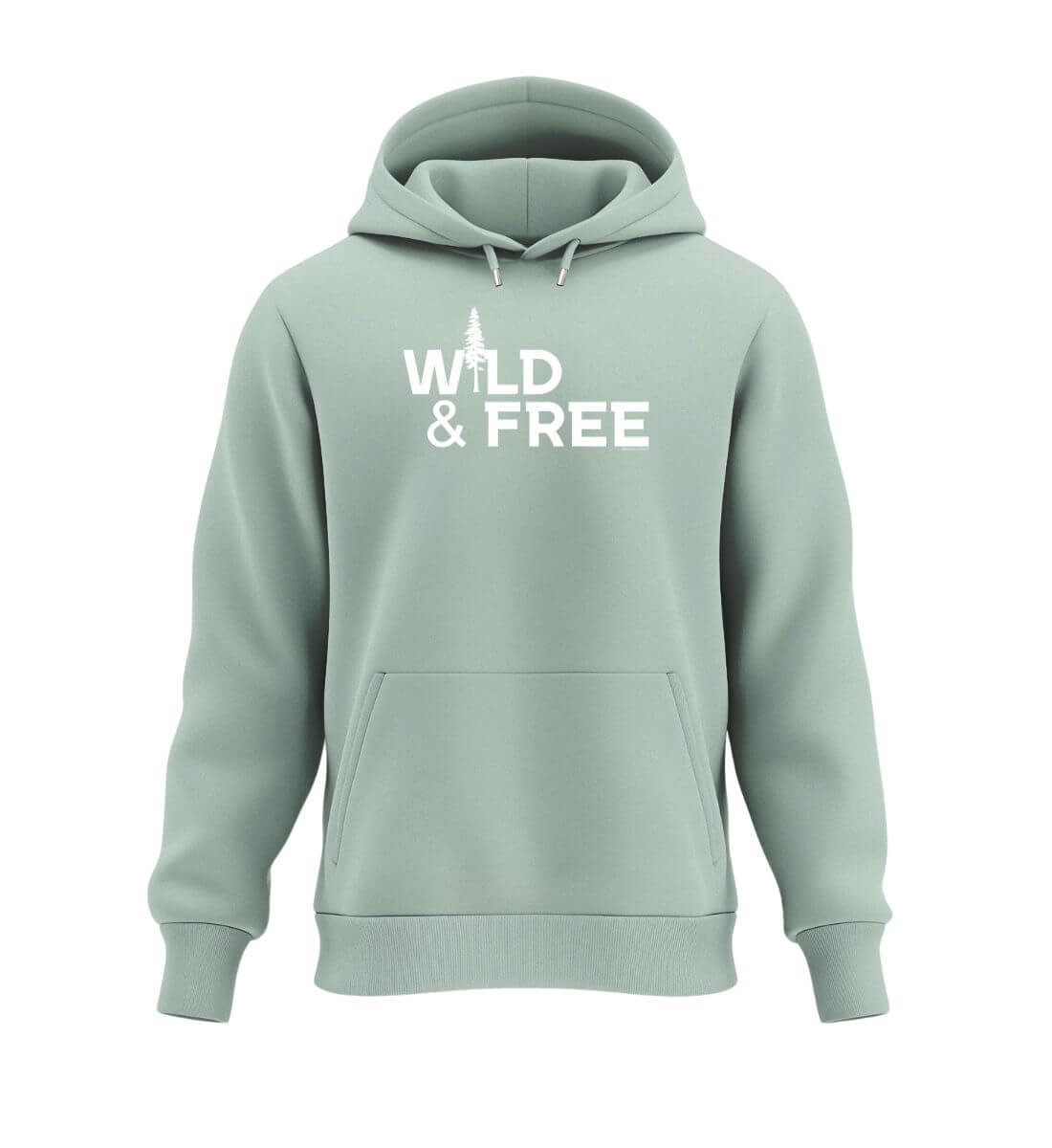 Wild & Free Kapuzenpullover in Salbeigrün (Aloe) – Produktbild (350 g/m² Bio-Baumwolle) von Rad&Rucksack