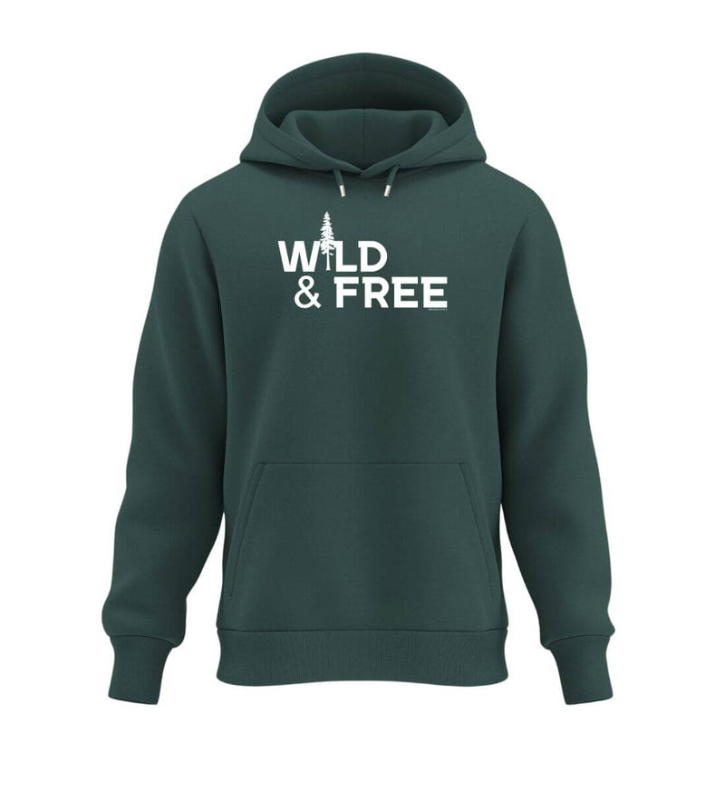 Wild & Free Hoodie in Tannengrün (Glazed Green) – Produktbild (350 g/m² Bio-Baumwolle) von Rad&Rucksack