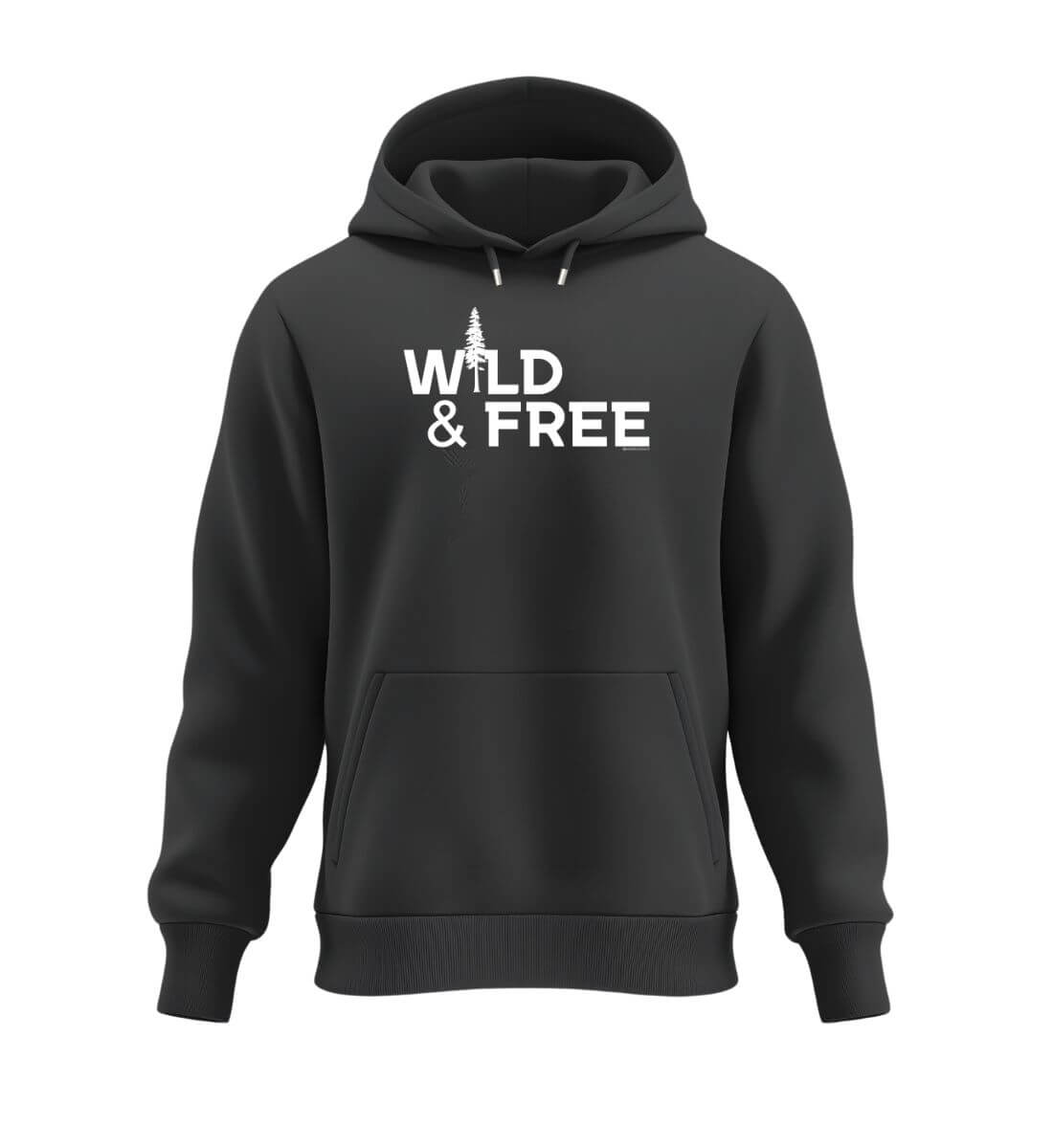 Wild & Free Hoodie Schwarz – Produktbild (350 g/m² Bio-Baumwolle) von Rad&Rucksack