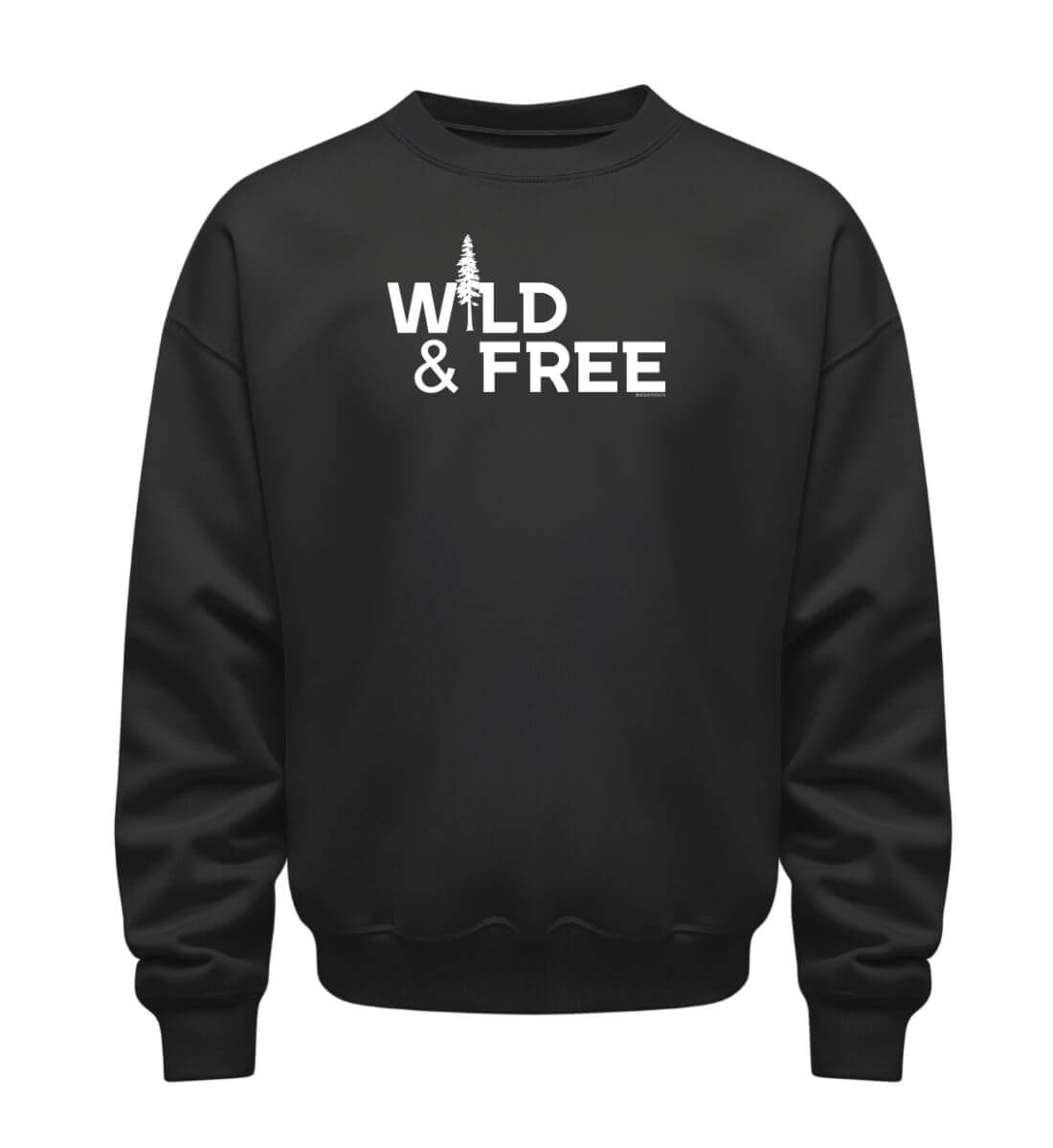 Bio Sweatshirt 350g Wild & Free in Schwarz – Produktbild (350 g/m² Bio-Baumwolle) von Rad&Rucksack