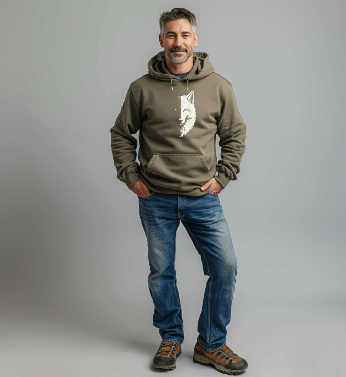 Wolf | Unisex Organic Hoodie von Rad&Rucksack - weitere Modelansicht 2
