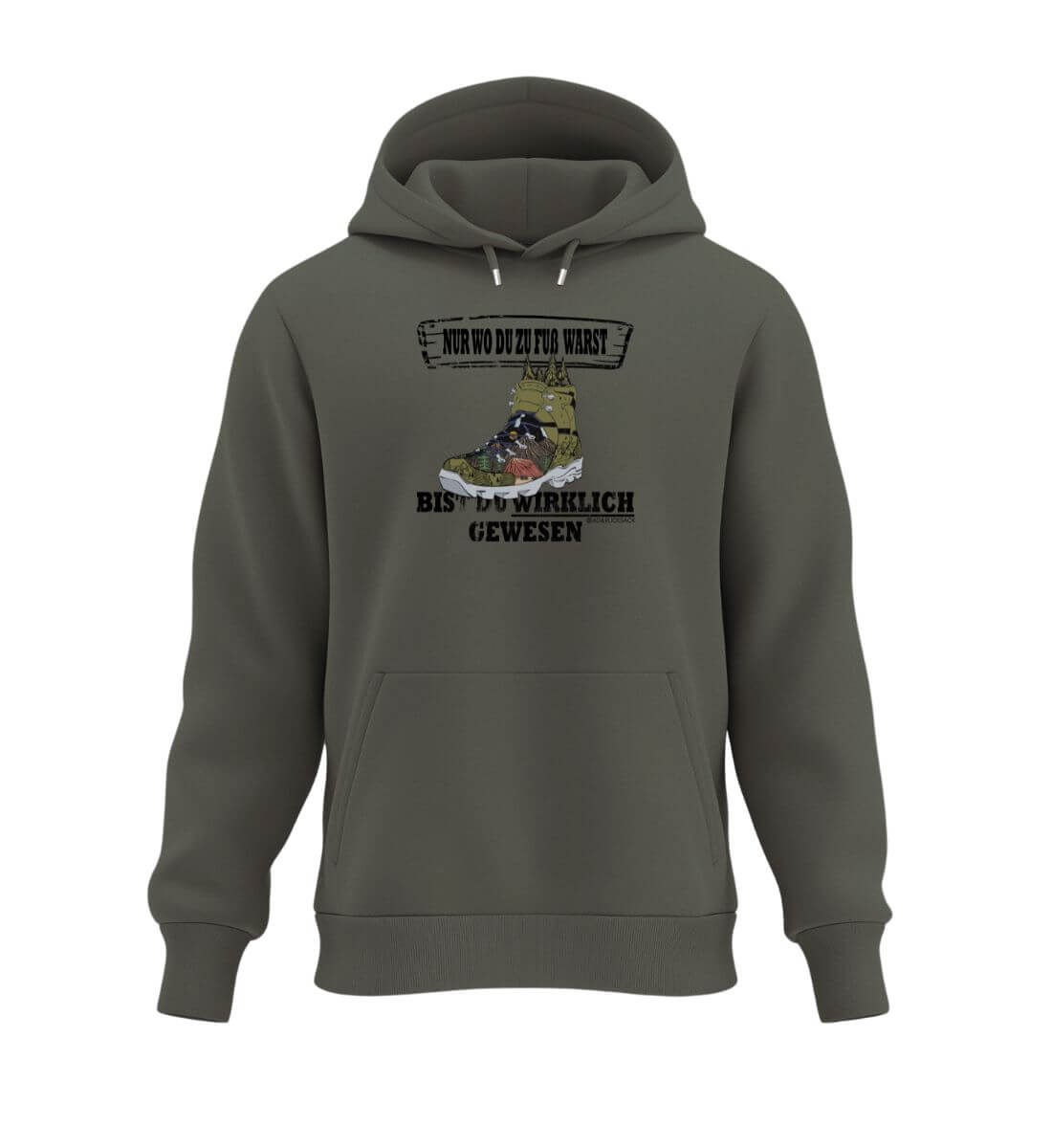 Zu Fuß warst | Unisex Organic Hoodie in Khaki von Rad&Rucksack