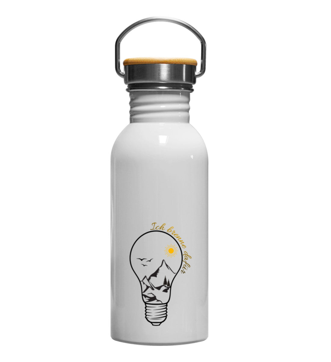Ich brenne dafür | Edelstahl Trinkflasche | Größe: 600ml | Farbe: Weiß | Rad&Rucksack